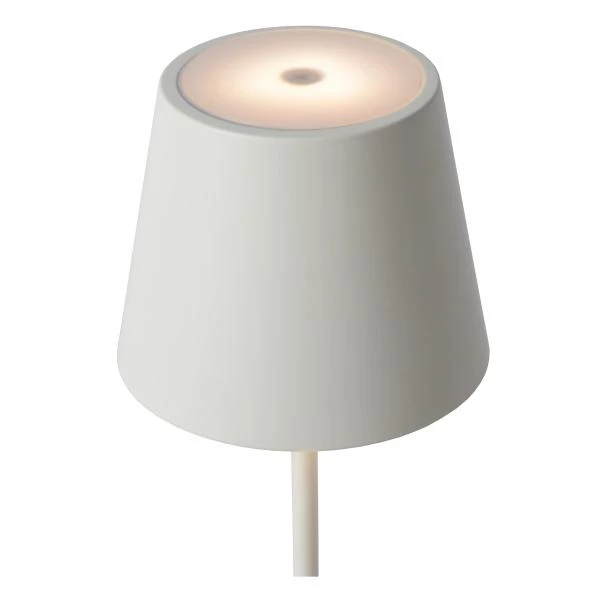 Lucide JUSTIN - Oplaadbare Tafellamp Buiten - Accu/Batterij - Ø 11 cm - LED Dimb. - 1x2,2W 2700K/3000K - IP54 - 3 StepDim - Wit - detail 2
